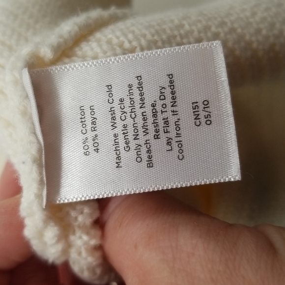 Talbots SZ Small Sweater Cream Horizontal Knit Raglan Sleeve Classic - Picture 7 of 7